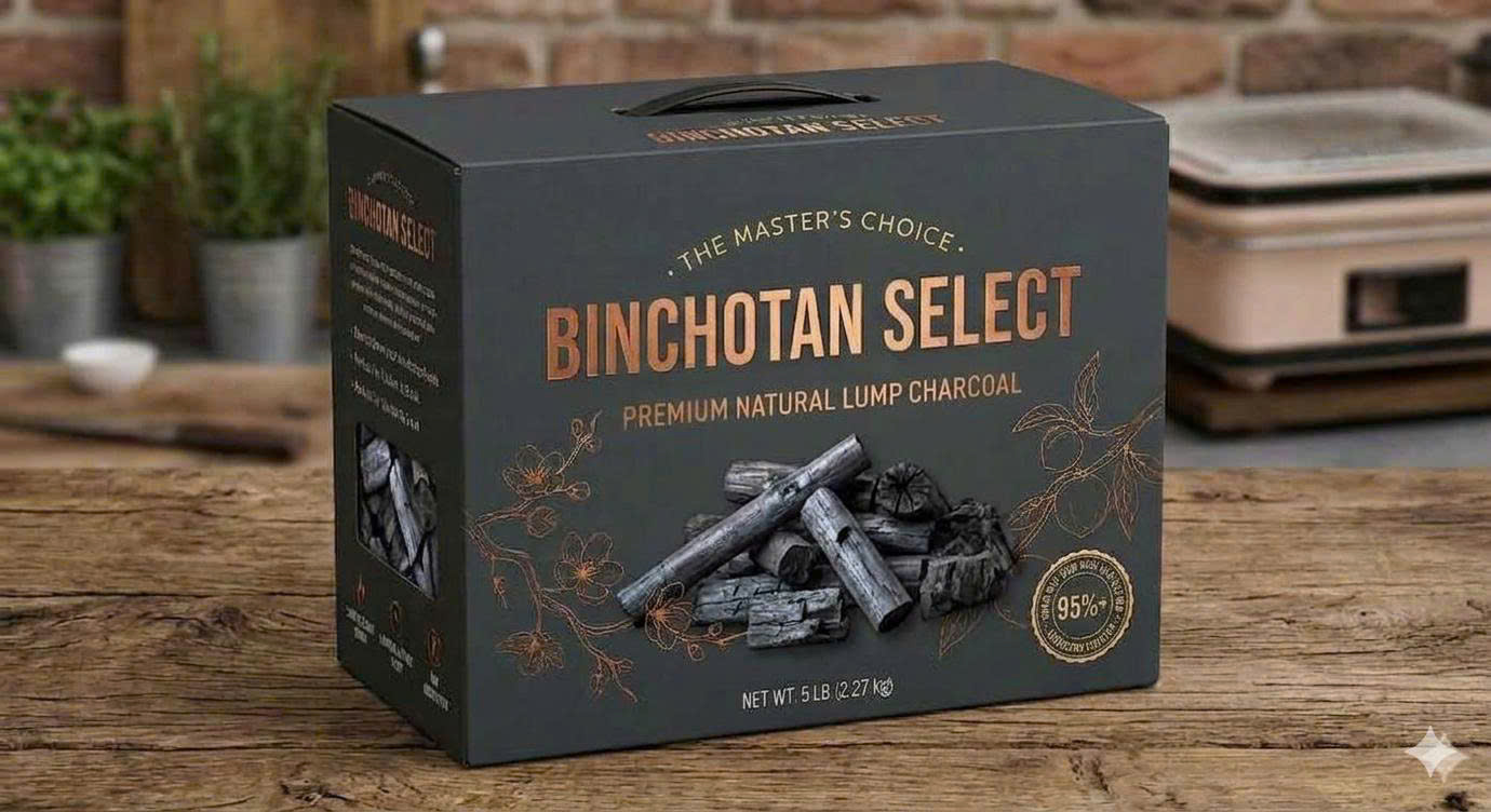 Premium Binchotan Select charcoal box packaging
