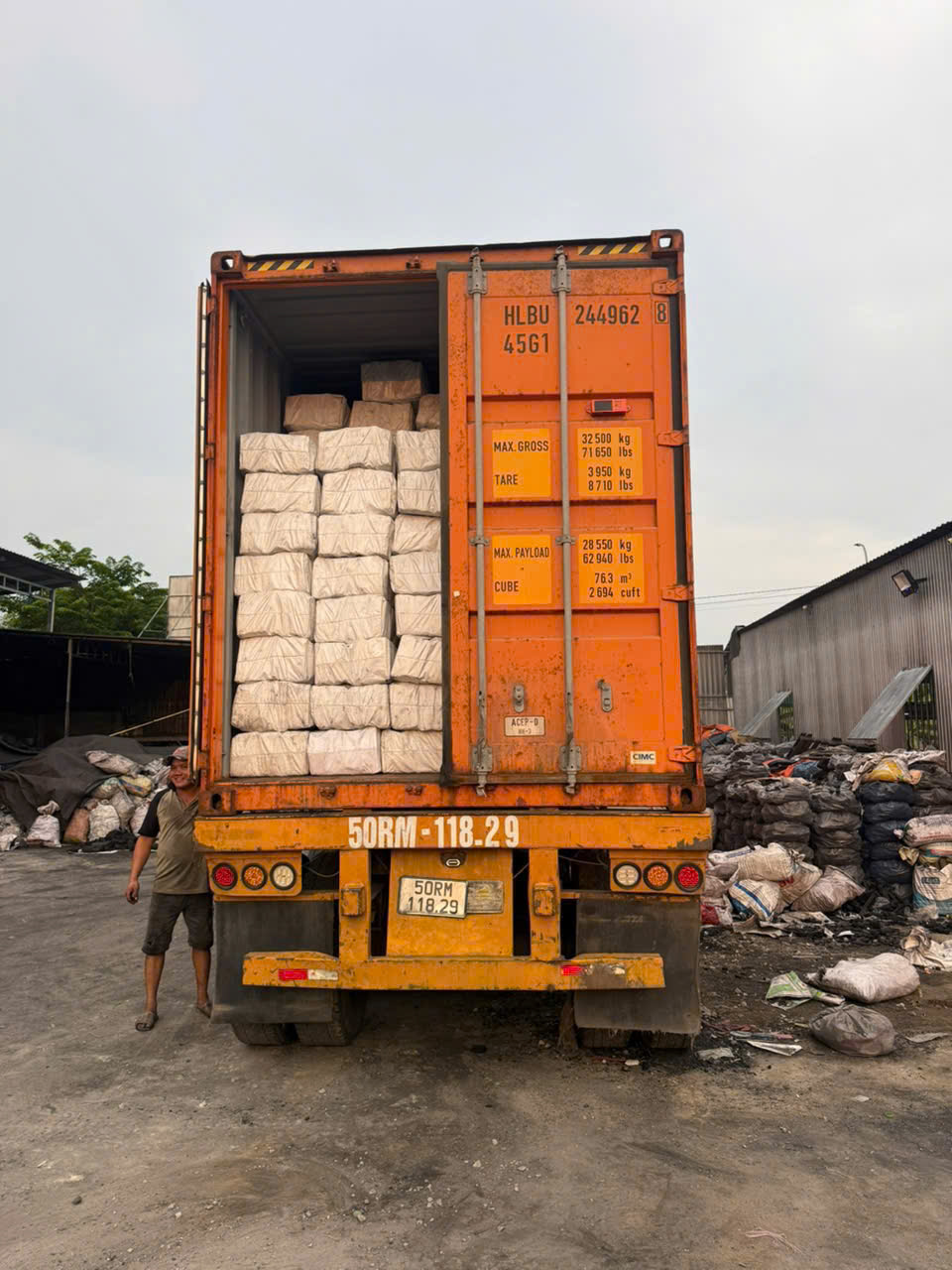 Loaded export container ready for shipment